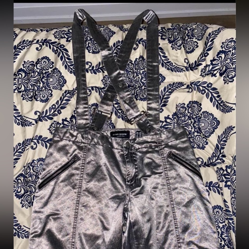 MAgGIE silver metallic overalls Size 29